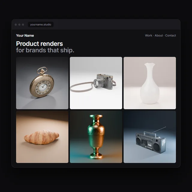 Portfolio pieces on pedestals